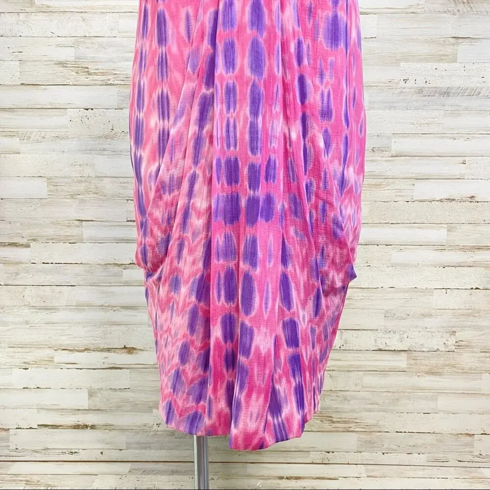 Anne Klein Collection Tie Dye Dress Womens Size 2 Pink Shift Silk Cotton Blend - Picture 4 of 16